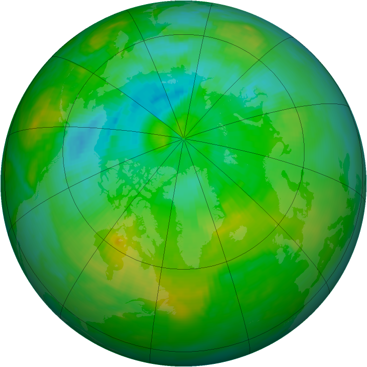 Arctic ozone map for 10 August 1979